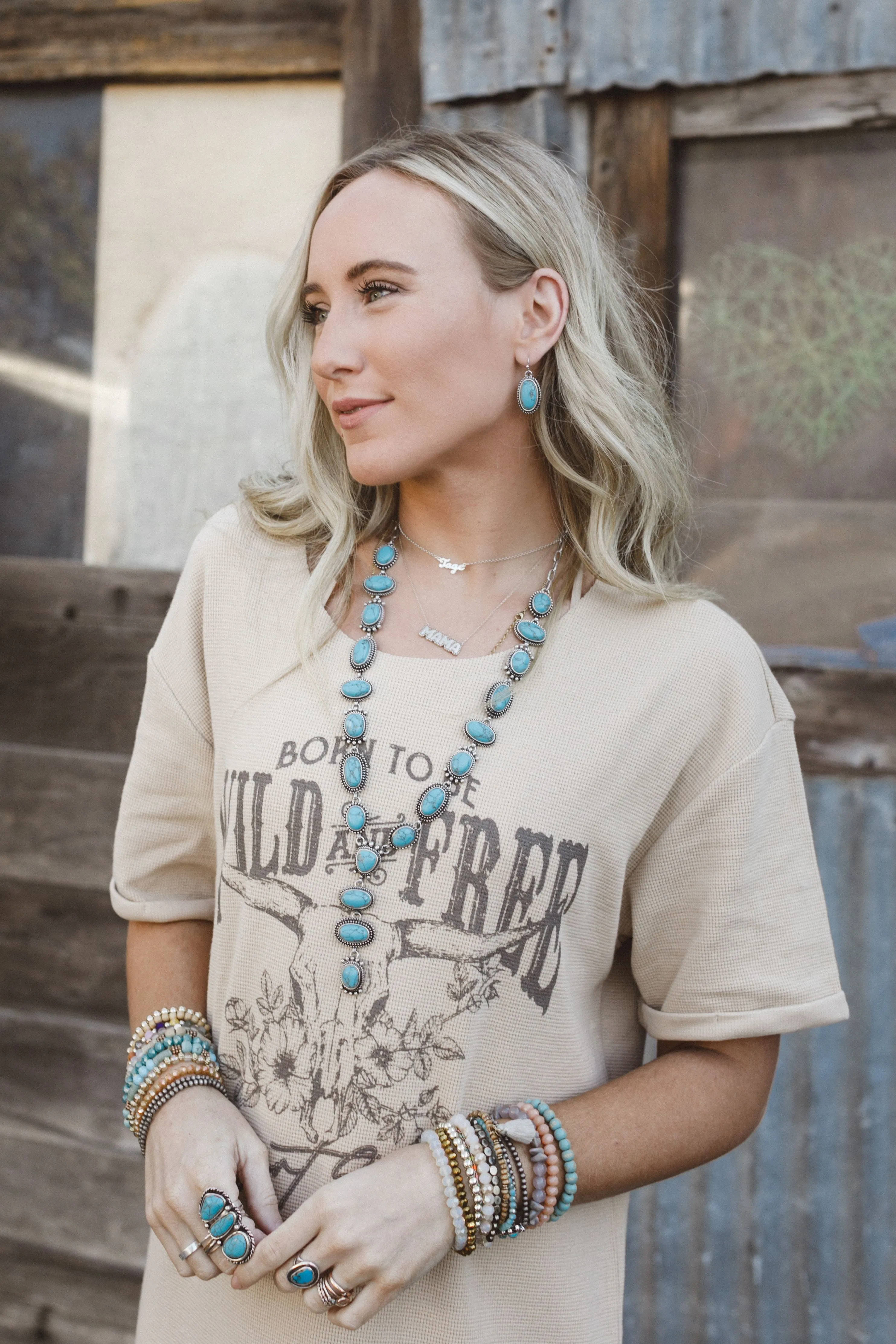 Turquoise Trails Necklace and Earring Set - Turquoise