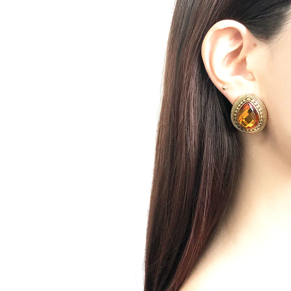 【UK輸入】ヴィンテージ ジョーン・リバース アンバー ピアス/Vintage JOAN RIVERS Amber Post Earrings