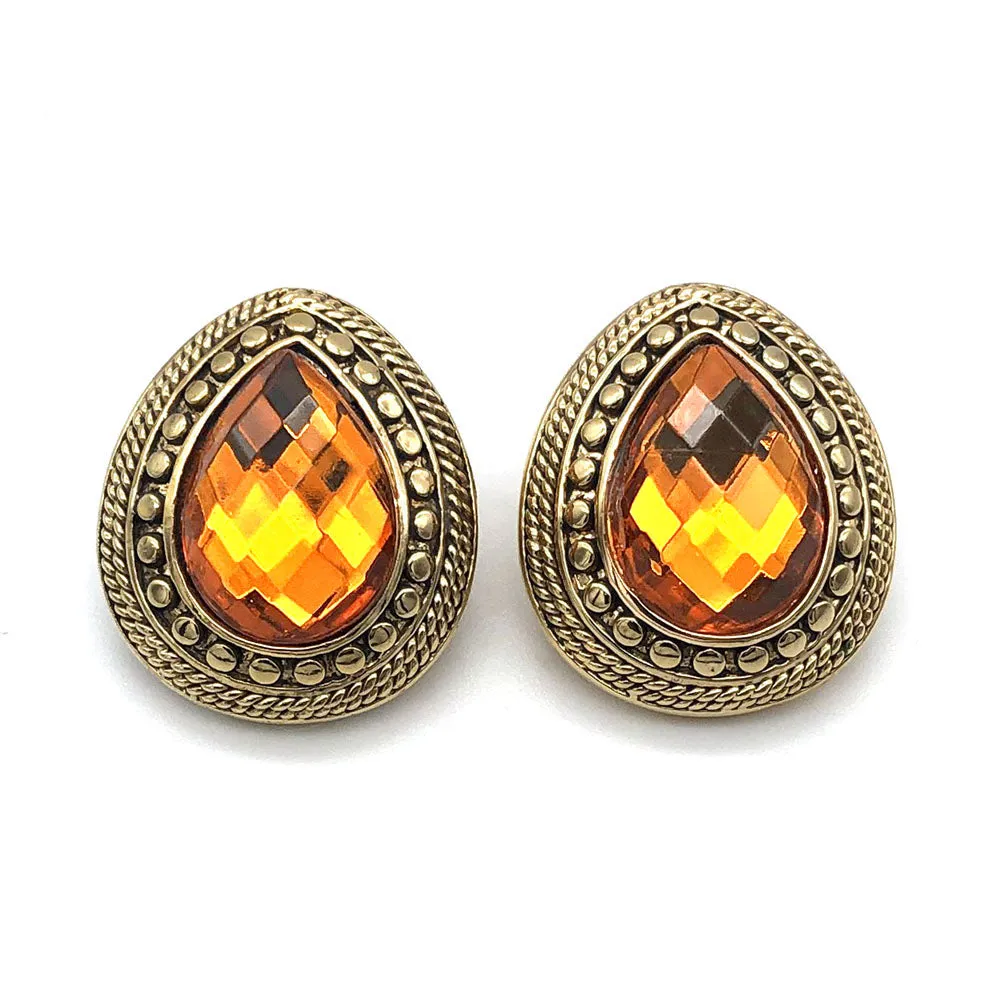 【UK輸入】ヴィンテージ ジョーン・リバース アンバー ピアス/Vintage JOAN RIVERS Amber Post Earrings
