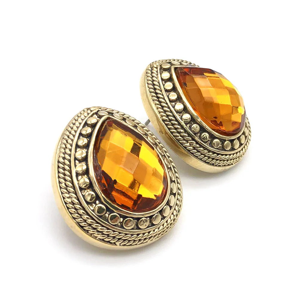 【UK輸入】ヴィンテージ ジョーン・リバース アンバー ピアス/Vintage JOAN RIVERS Amber Post Earrings