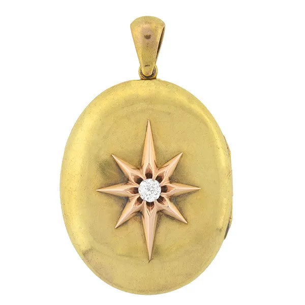 Victorian 15kt Diamond Starburst Locket 0.40ct