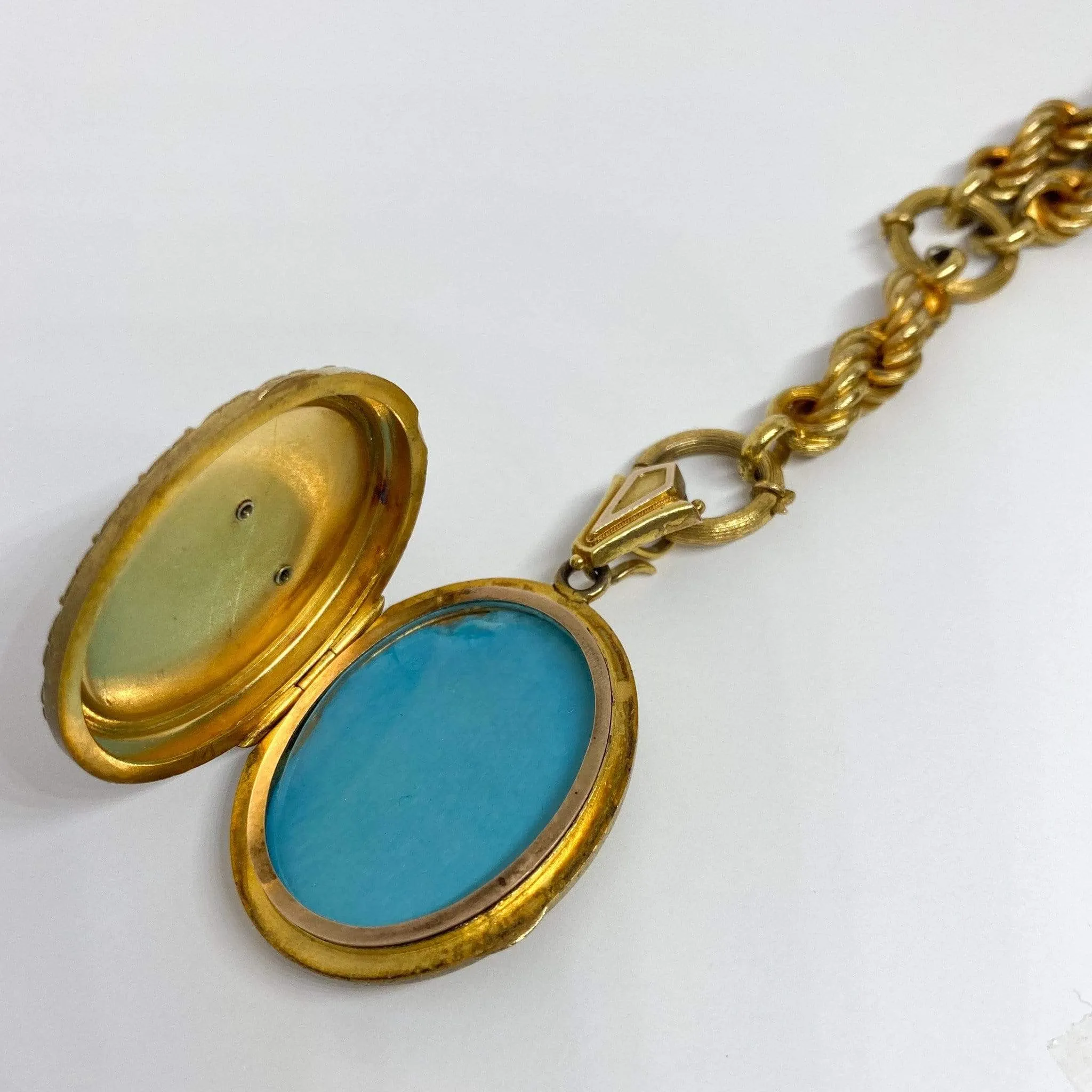 Victorian Chain and Locket Rose Cut Diamonds 18K Yellow Gold 59 grams