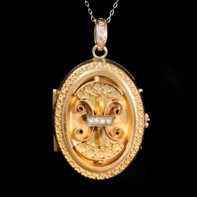 Victorian Etruscan Revival Pearl Locket Pendant