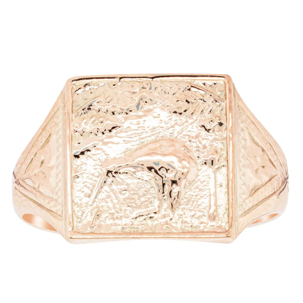 Vintage 9ct Rose Gold Kiwi Signet Ring