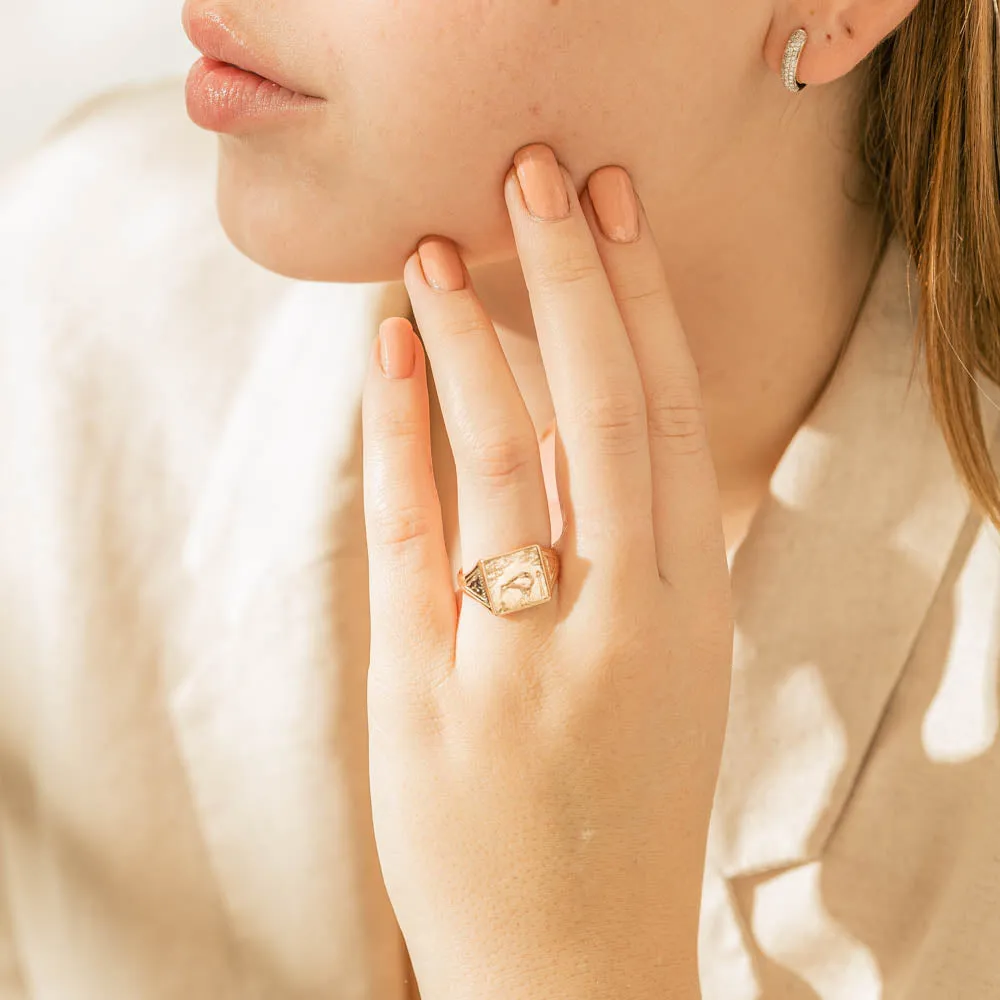 Vintage 9ct Rose Gold Kiwi Signet Ring