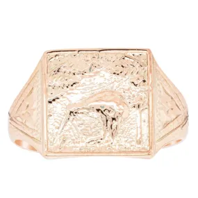 Vintage 9ct Rose Gold Kiwi Signet Ring