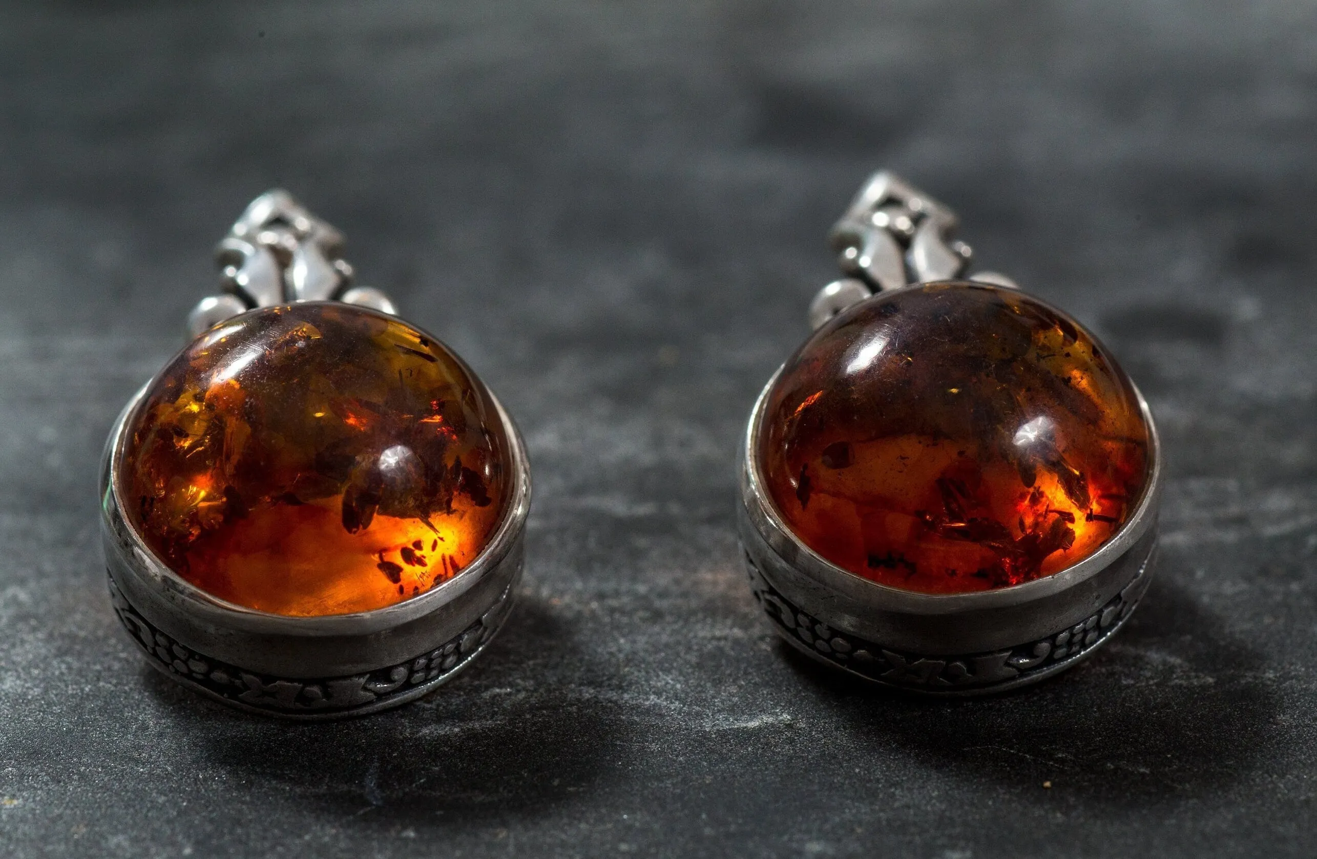 Vintage Amber Earrings - Natural Amber Earrings - Statement Amber Earrings
