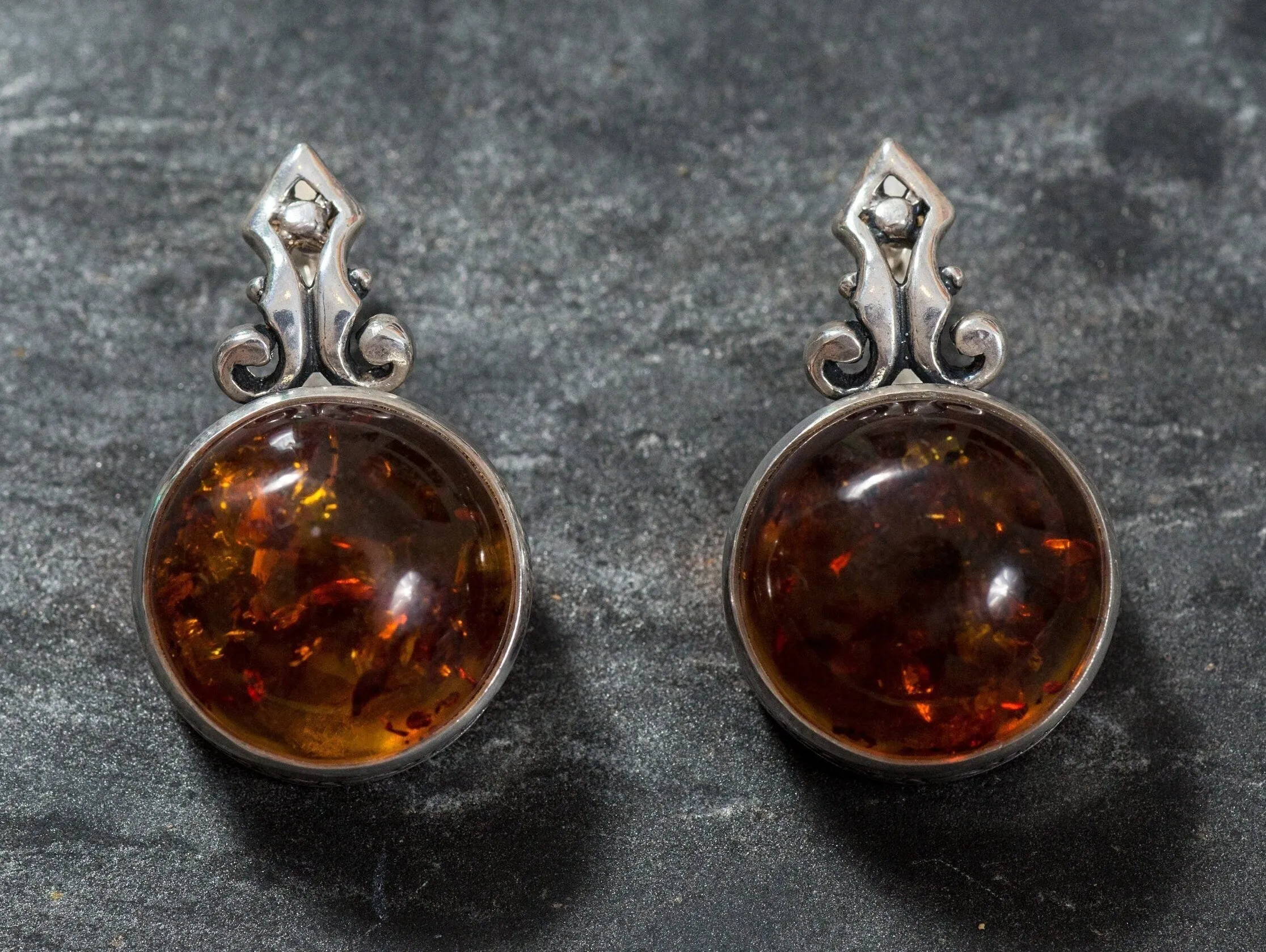 Vintage Amber Earrings - Natural Amber Earrings - Statement Amber Earrings