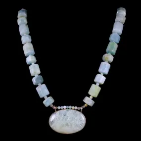 Vintage Aquamarine Silver Necklace Natural Aquamarines