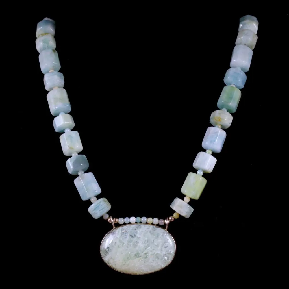 Vintage Aquamarine Silver Necklace Natural Aquamarines