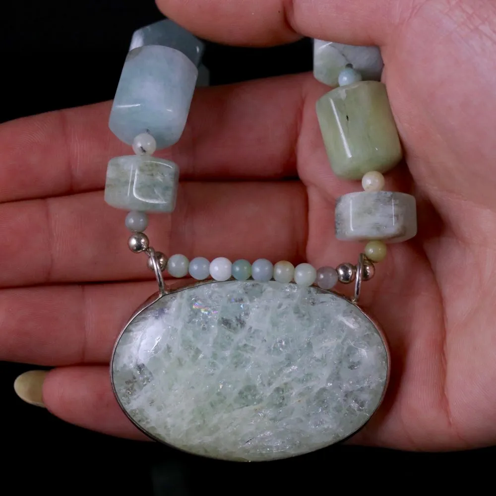 Vintage Aquamarine Silver Necklace Natural Aquamarines