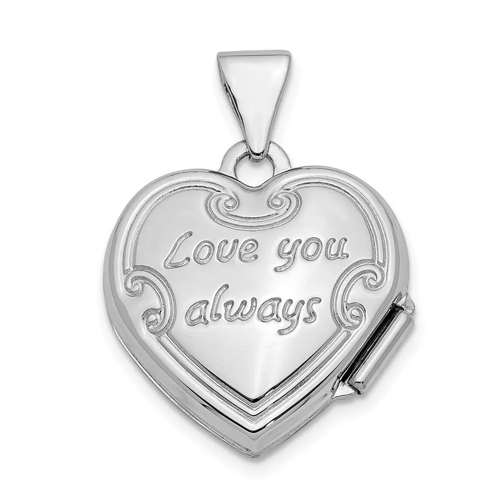 White Gold Polished Reversible Floral Heart Locket Pendant - Model XL306