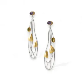 Willowwood - Art Nouveau Inspired Iolite and Peridot Statement Earrings