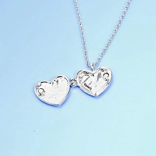 Yellow Chimes Heart Locket for Women Silver Heart Locket Open-Able Style Best Friends Necklace Chain Pendant for Girls and Women.Bestie Gift